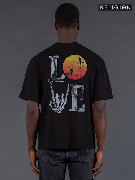 Religion Black Love 100% Cotton T-Shirt (H51415) | £40