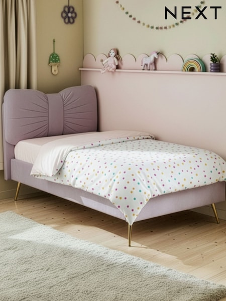 Fine Chenille Lilac Purple Bow Single Bed Frame (H51446) | £375