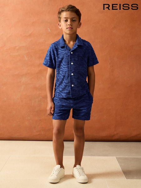 Reiss Bright Blue Emil 9-13 yrs SmileyWorld Wave Texture Shirt (H51594) | £46