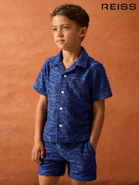 Reiss Bright Blue Emil SmileyWorld Wave Texture Shirt (H51604) | £42