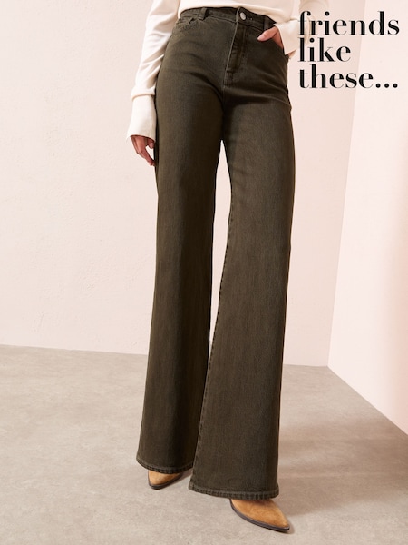 Friends Like These X Lucy Mecklenburgh Khaki Green Everyday Wide Leg Jeans (H51683) | £38