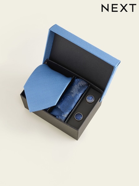 Blue Tie, Pocket Square and Cufflink Gift Box (H51699) | £38