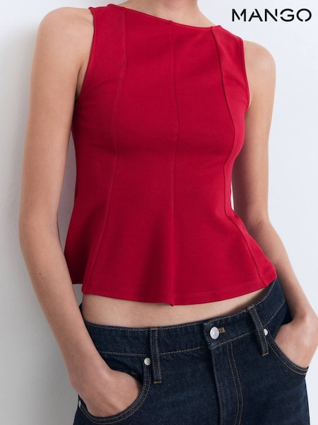 Mango Red Sleeveless Peplum Top (H51723) | £23