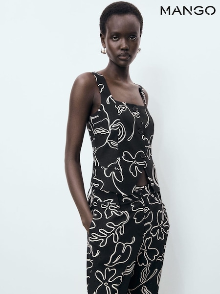 Mango Black Printed Waistcoat (H51740) | £34