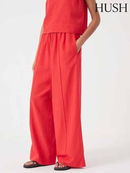 Hush Red Petunia Linen Blend Trousers (H51808) | £90