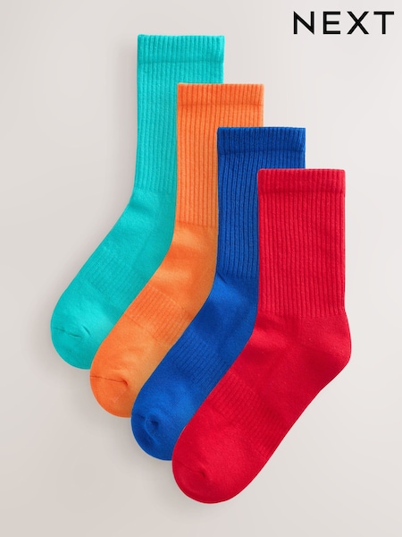 Bright Red/Blue/Orange Sports Socks 4 Pack (H51857) | £12