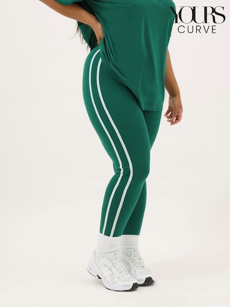 Yours Curve Green Side Stripe Leggings (H51926) | £24
