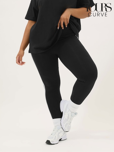 Yours Curve Black Side Stripe Leggings (H51928) | £24