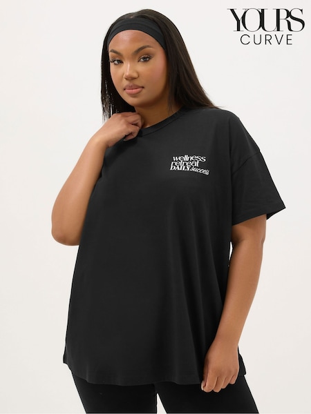 Yours Curve Black Wellness Retreat Active T-Shirt (H51944) | £22