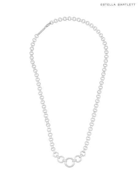 Estella Bartlett Silver Tone Graduated Round Link Chain Necklace (H52025) | £50