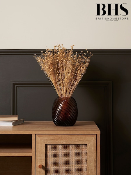 BHS Brown Lenticular Spiral Cognac Glass Vase (H52104) | £25