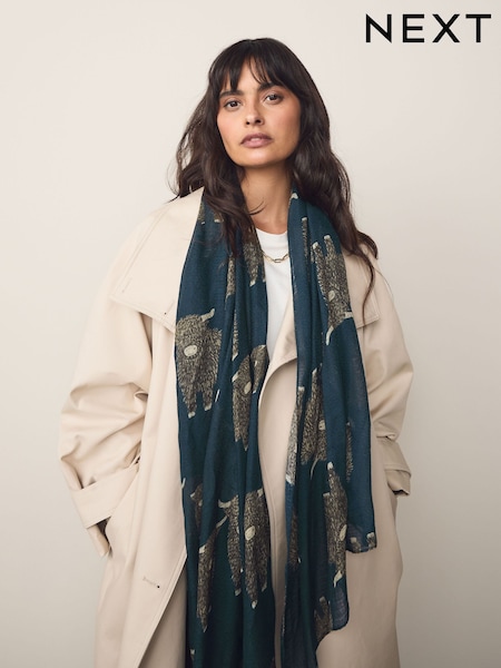Navy Hamish Print Lightweight Scarf (H52123) | £14