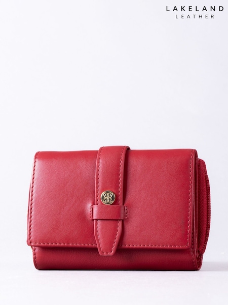 Lakeland Leather Red Medium Icon Stud Tab Purse (H52145) | £30