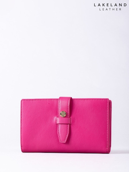 Lakeland Leather Pink Light Large Icon Stud Tab Purse (H52149) | £35