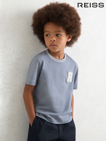 Reiss Airforce Blue Palmers 3-9 yrs Cotton Letter Patch T-Shirt (H52151) | £15