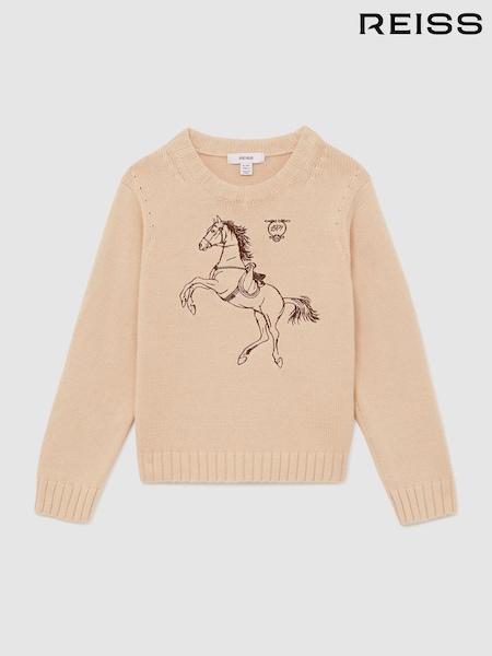 Reiss Oatmeal Lucy Cotton Pony Club Embroidered Jumper (H52245) | £53
