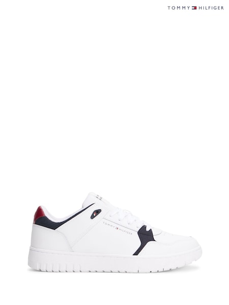 Tommy Hilfiger White Mixed Texture Fine Cleat Basketball Trainers (H52382) | £90