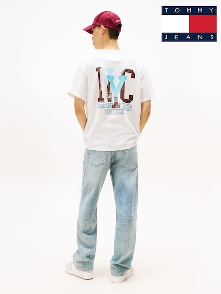 Tommy Jeans White Back Graphic Print Relaxed T-Shirt (H52396) | £35