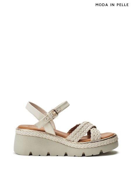 Moda in Pelle Gold Keroya Cross-Over Woven Leather Wedge Sandals (H52426) | £99