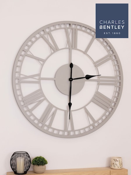 Charles Bentley Grey Malham Skeleton Design Outdoor Wall Clock (H52450) | £67
