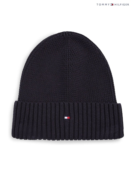 Tommy Hilfiger Blue Kids Essential Flag Embroidery 100% Organic Cotton Beanie (H52457) | £23