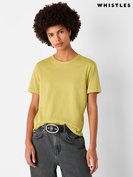 Whistles Green Emily Ultimate  100% Cotton T-Shirt (H52489) | £0