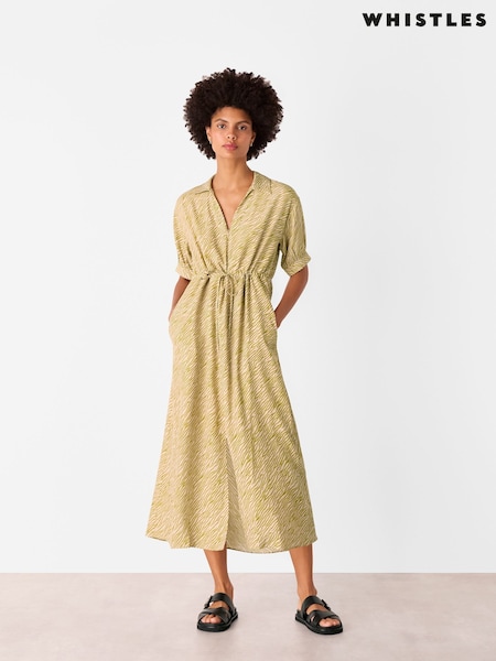 Whistles Natural Petite Tiger Flame Midi Dress (H52494) | £139