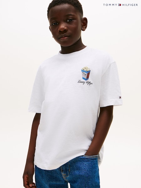 Tommy Hilfiger White Back Graphic Textured T-Shirt (H52508) | £22 - £26