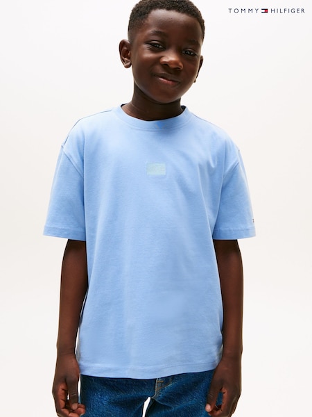 Tommy Hilfiger Blue Tonal Flag Embroidery T-Shirt (H52519) | £22 - £26