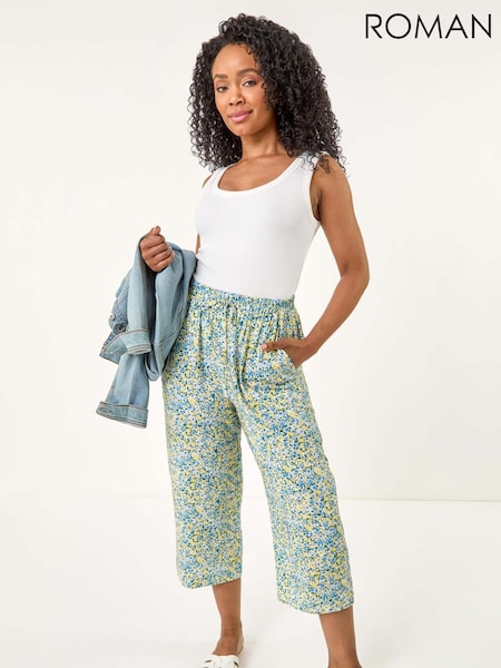 Roman Blue Petite Spotted Crop Trousers (H52558) | £32