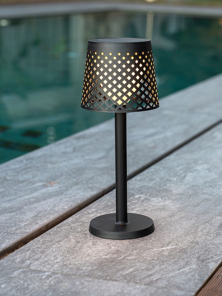 New Garden Black Greta Outdoor Multi Lamp Solar Charging with Rechargeable Battery (H52677) | £45