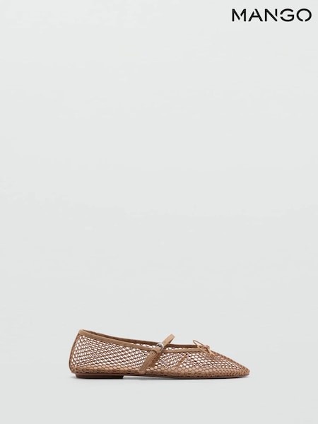 Mango Nude Mesh Ballerina Pumps (H52921) | £46