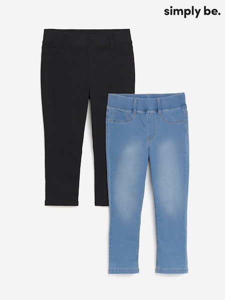 Simply Be Blue Skinny Pull On Crop Jeggings 2 Pack (H53024) | £44