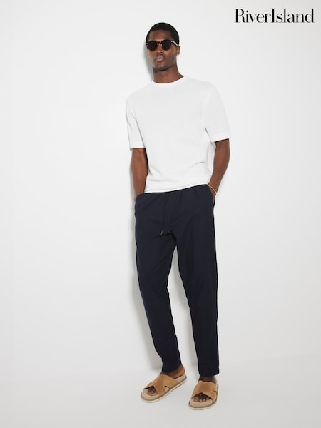 River Island Blue 100% Cotton Pull on Trousers (H53138) | £34