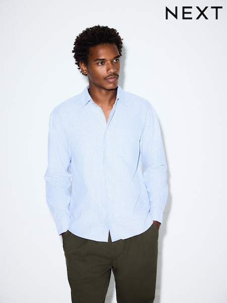Blue Stripe Oxford Long Sleeve Shirt (H53179) | £28