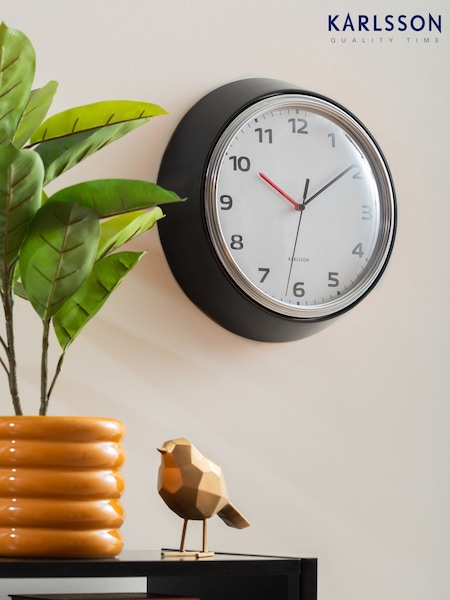 Karlsson Black Modern Retro Wall Clock (H53248) | £53
