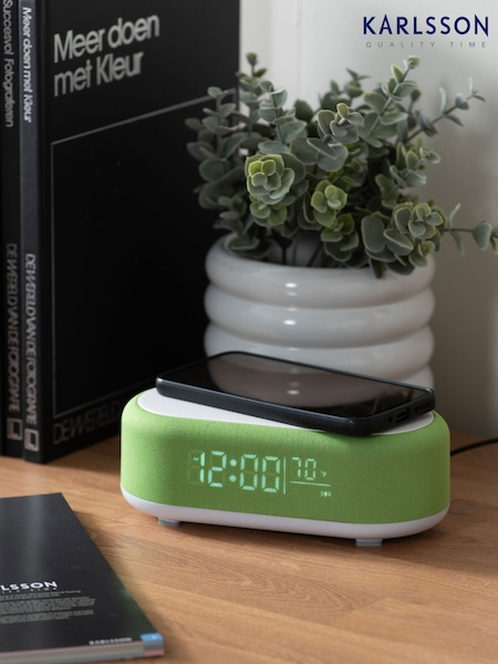 Karlsson Bright Green Vogue Alarm Clock with Phone Charger (H53265) | £70