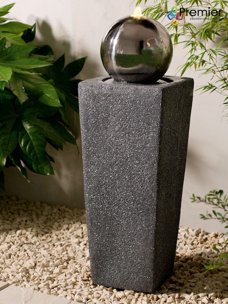 Premier Decorations Ltd Grey 78cm 4 LED Low Voltage SS Tower Water Feature (H53354) | £175