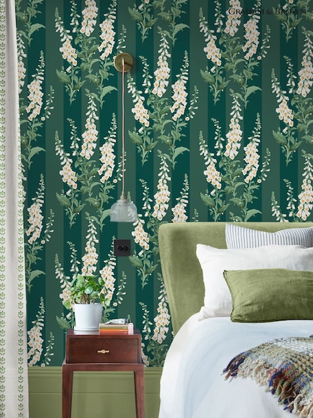 Graham & Brown Teal Foxglove 10M Wallpaper (H53373) | £95