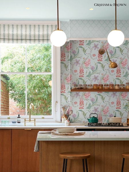 Graham & Brown Duck Egg Botanists Scroll 10M Wallpaper (H53376) | £95