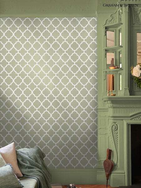 Graham & Brown Sage Trellia 10M Wallpaper (H53381) | £95