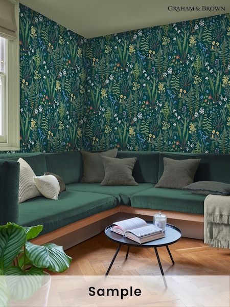 Graham & Brown Teal Oshibana A4 Wallpaper Sample (H53402) | £1