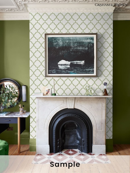 Graham & Brown Green Trellia A4 Wallpaper Sample (H53404) | £1