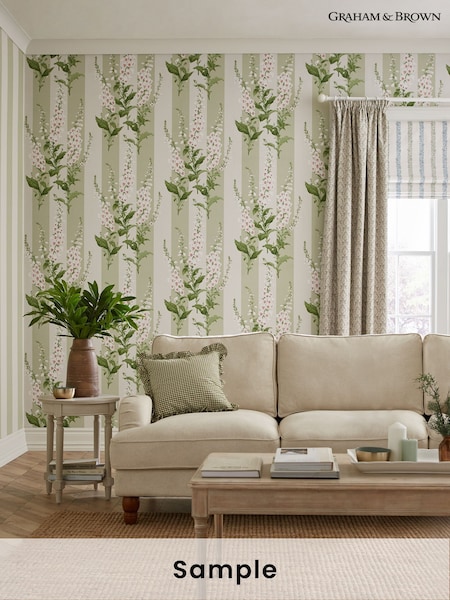 Graham & Brown Sage Foxglove A4 Wallpaper Sample (H53415) | £1
