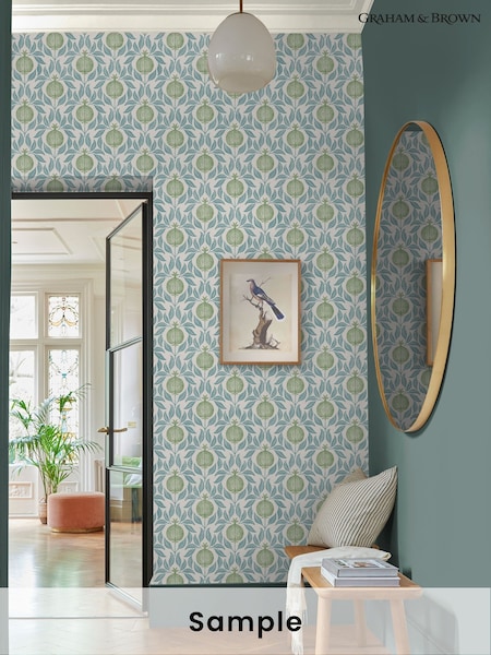 Graham & Brown Blue Green Apple of Grenada A4 Wallpaper Sample (H53424) | £1