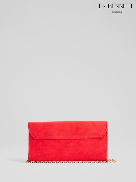 LK Bennett Red Florence Aurora Suede Long Clasp Clutch Bag (H53479) | £179