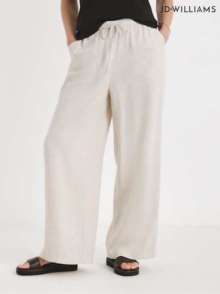 JD Williams Natural Linen Wide Leg Trousers (H53488) | £32