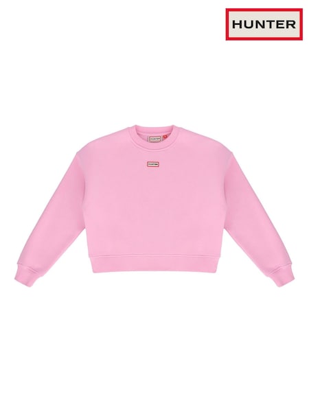 Hunter Pink Tina Logo Cropped Crew Sweat Top (H53498) | £45