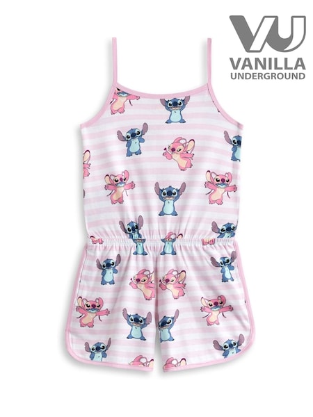 Vanilla Underground Pink Girls Disney Angel and Stitch Sleeveless Playsuit (H53510) | £18