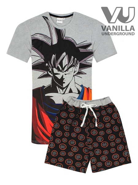 Vanilla Underground Grey Mens Dragon Ball Z Goku Short Sleeve Long Leg Pyjamas Set (H53511) | £25